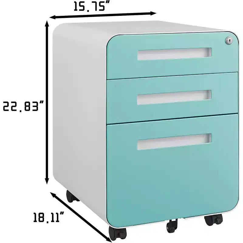Meuble de classement roulant à 3 tiroirs pour bureau à domicile, caisson de classement mobile sous bureau avec serrure et anti-basculement, pour formats A4/Lettre/Legal