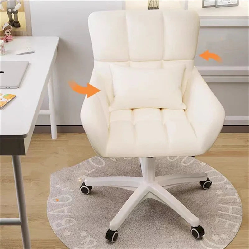 Chaise de bureau ergonomique rembourrée avec coussin, pivotante à 360°