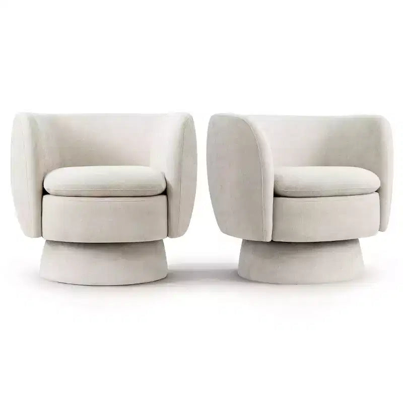 Lot de 2 fauteuils pivotants modernes avec revêtement en tissu, fauteuil lounge pivotant à 360° pour salon, chambre à coucher - Panipeachy