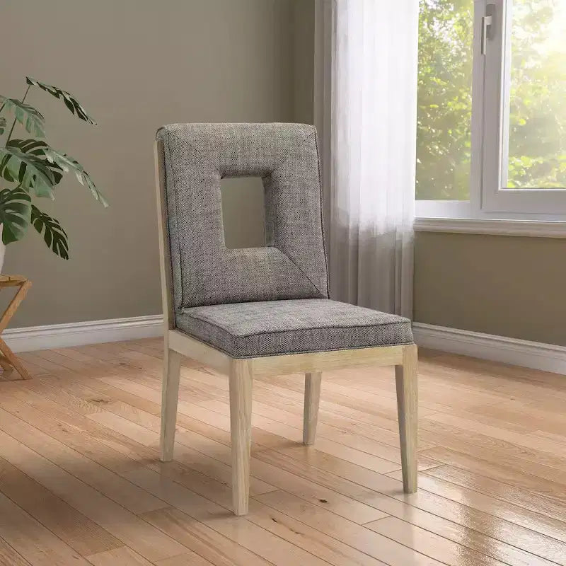 Meridian Furniture, Chaises de salle à manger Gwendolyn en tissu texturé lin, lot de 2