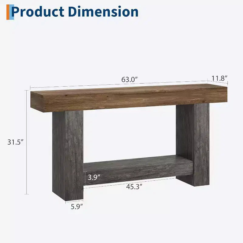 Console 2 niveaux pour salon et entrée, grande table de canapé avec rangement, table d'entrée de couloir, longue table d'entrée pour l'organisation de la décoration