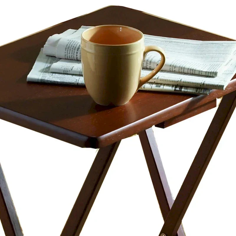 Tables de service pliantes pour télévision PJ Wood avec support de rangement compact, expresso, ensemble de 5 pièces - 36.38