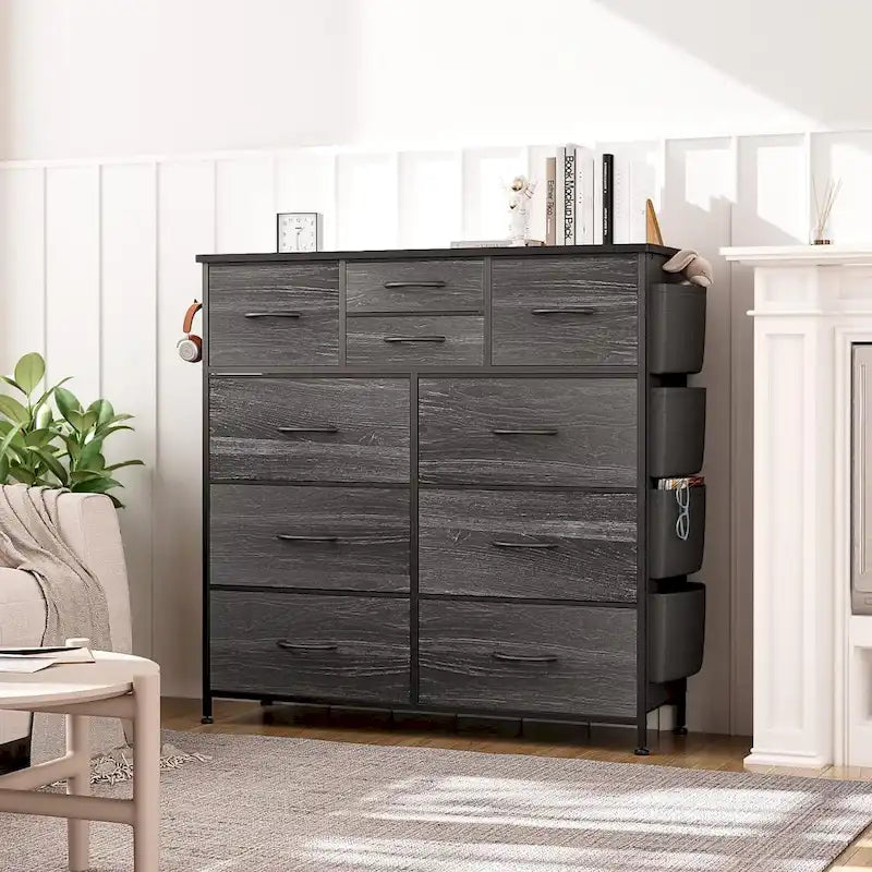 Commode à 10 tiroirs en tissu Meuble de rangement Tour de rangement pour placard Chambre