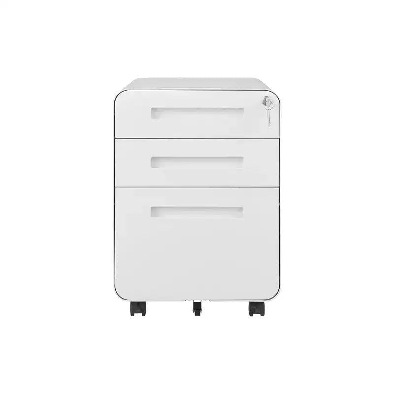 Meuble Classeur Mobile à 3 Tiroirs avec Serrure C Entièrement Assemblé Rangement Sous-Bureau pour Dossiers A4/Lettre/Légal, Conception en Métal Roulant à 5 Roues