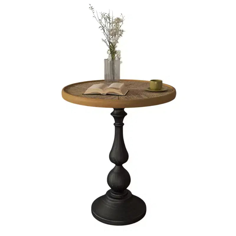 Table d'appoint en bois, Table d'appoint rétro, Table d'appoint de café décorative de style campagnard français, Petite table basse ronde moderne