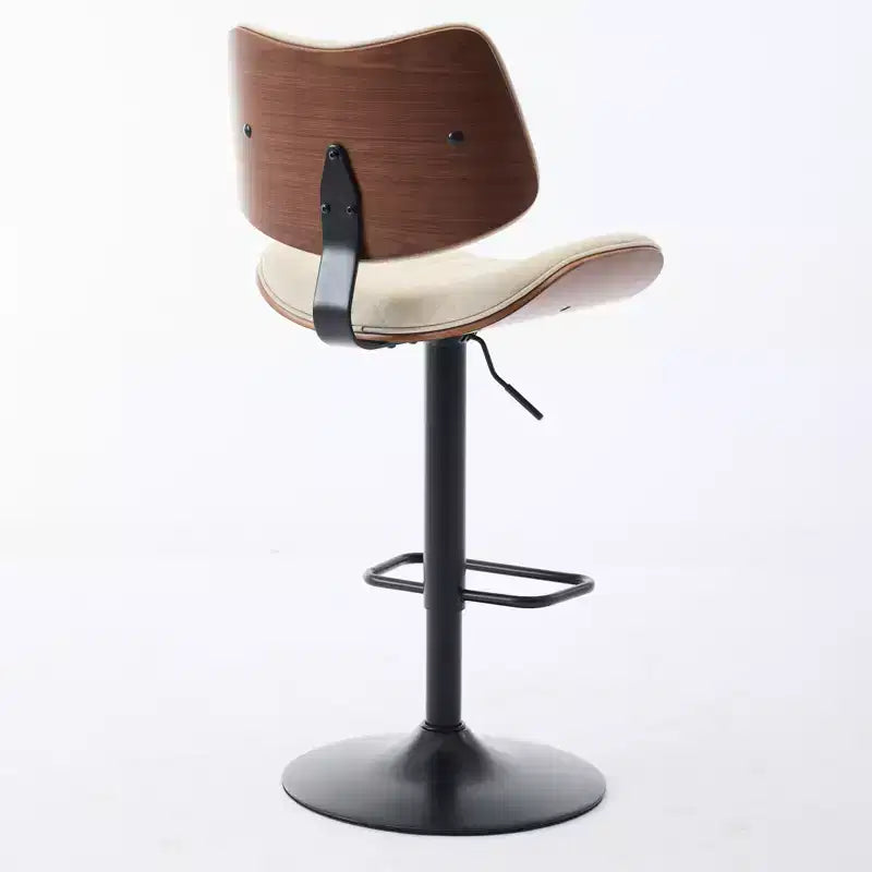 Tabouret de bar pivotant et réglable en hauteur GDFStudio Agnes en similicuir et bois courbé