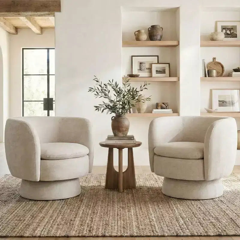 Lot de 2 fauteuils pivotants modernes avec revêtement en tissu, fauteuil lounge pivotant à 360° pour salon, chambre à coucher - Panipeachy