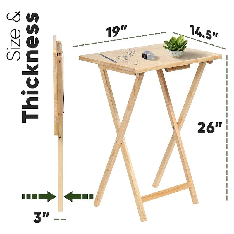 Tables de service pliantes pour télévision PJ Wood avec support de rangement compact, expresso, ensemble de 5 pièces - 36.38