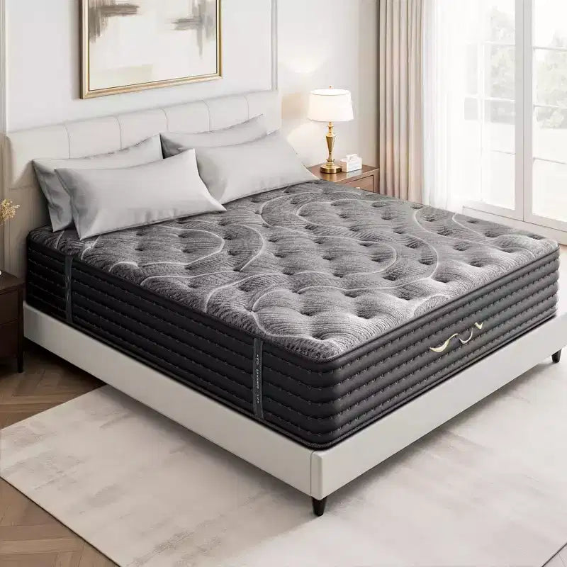 Matelas hybride Swedrea en mousse à mémoire de forme et laine cachemire de densité moyenne, blanc