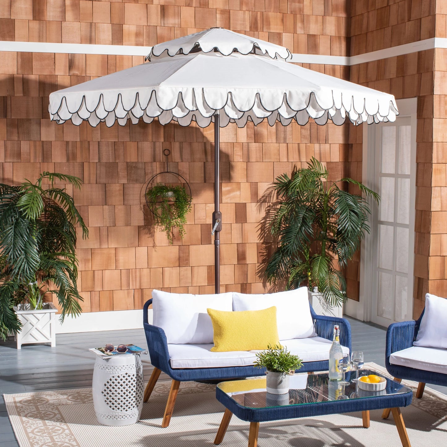 Parasol déporté double toit 274 cm avec cantonnière Kjerstin SAFAVIEH Outdoor