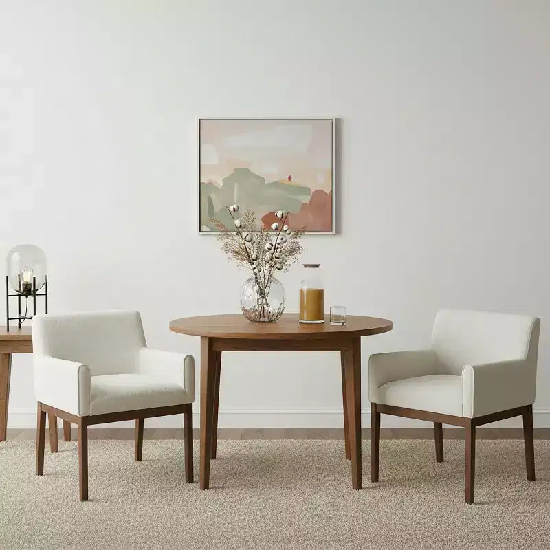 Christopher Knight Home Laure, chaises de salle à manger modernes en bois d'hévéa et tissu avec accoudoirs (lot de 2)