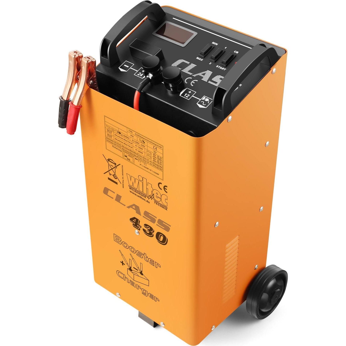 WilTec Chargeur de batterie Boost 430 – 12 V et 24 V – Chargement de Moto Voiture Auto Véhicule Chantier – Chargement rapide