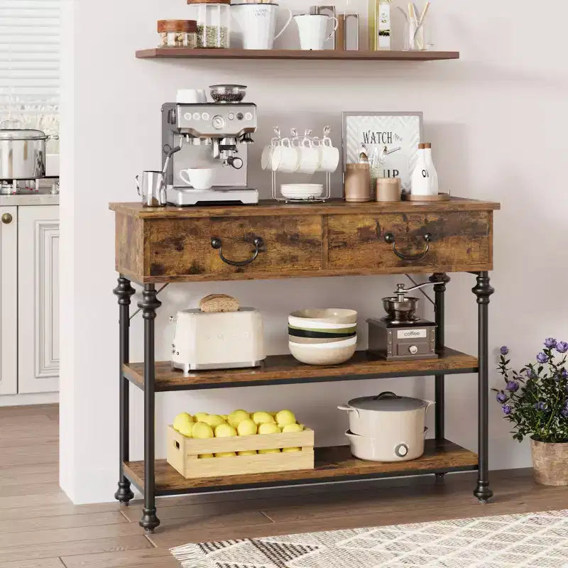 Console d'entrée, petite table d'entrée avec 2 tiroirs, table console étroite avec étagère de rangement pour salon