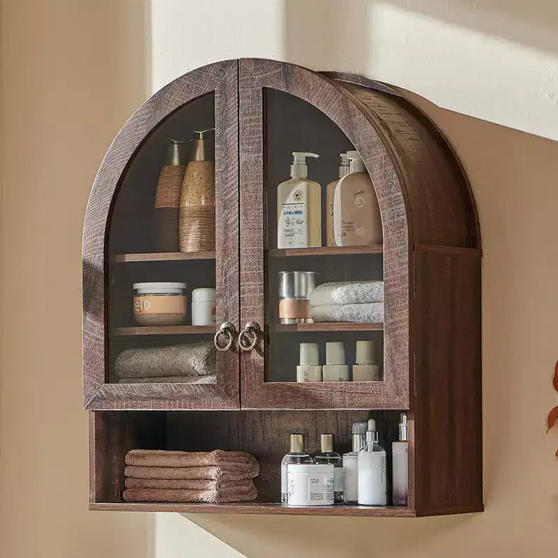 Armoire de salle de bain murale cintrée avec tiroir, 28 pouces, armoire à pharmacie moderne avec étagères réglables, rangement au-dessus des toilettes