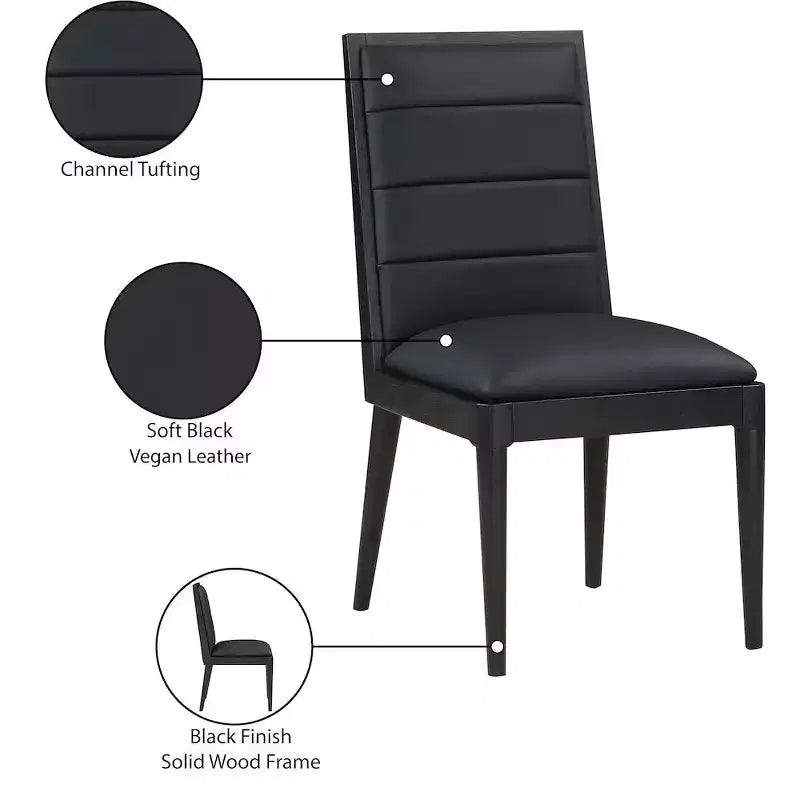 Meridian Furniture, Chaises de salle à manger Bristol en cuir végétalien, Lot de 2