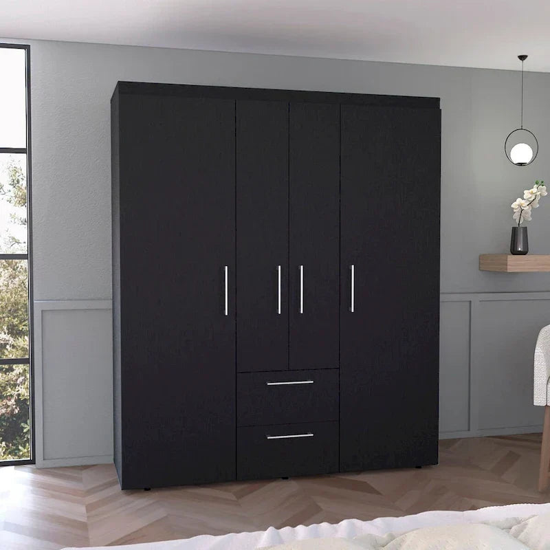 Armoire Bariloche avec tringles, étagères et 2 tiroirs