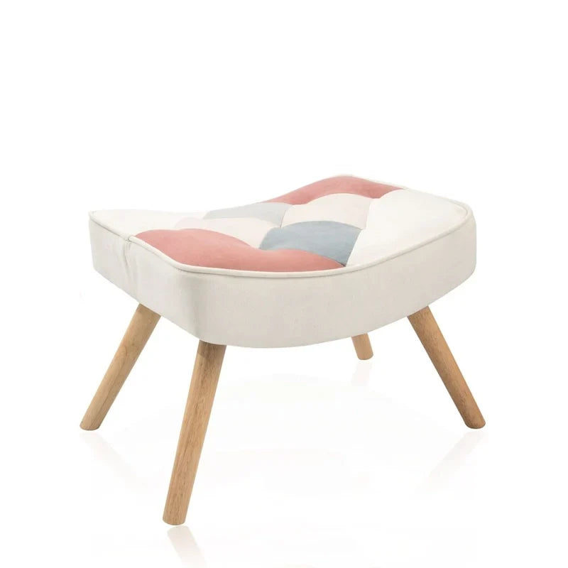 Fauteuil d'appoint avec pouf, ensemble fauteuil et pouf de salon, fauteuil d'appoint confortable pour chambre à coucher, surface en tissu à épissures créatives