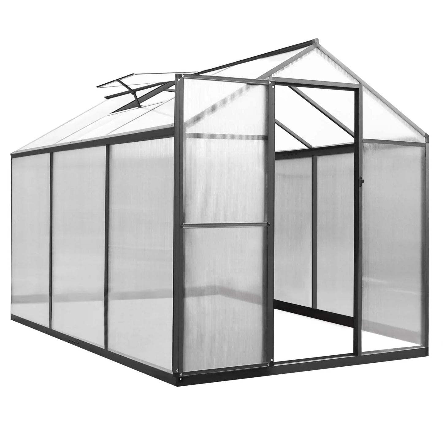 Serre de jardin aluminium VEIKOUS avec évent de toit réglable et porte verrouillable Grise