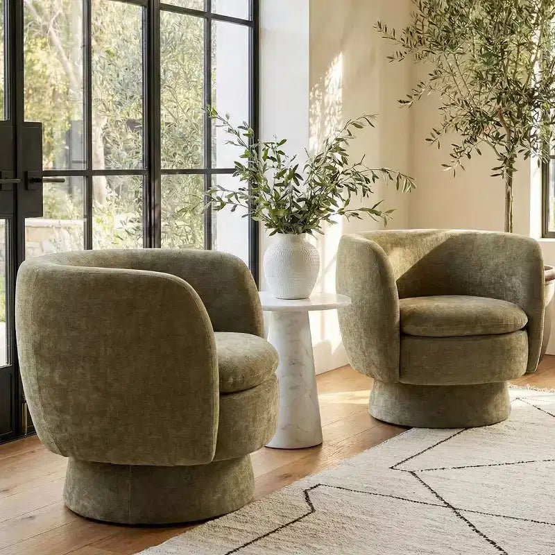 Lot de 2 fauteuils pivotants modernes avec revêtement en tissu, fauteuil lounge pivotant à 360° pour salon, chambre à coucher - Panipeachy