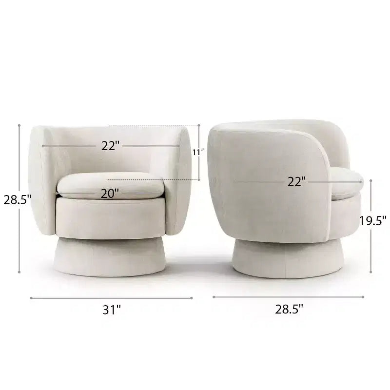 Lot de 2 fauteuils pivotants modernes avec revêtement en tissu, fauteuil lounge pivotant à 360° pour salon, chambre à coucher - Panipeachy