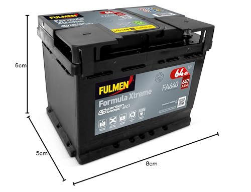 Fulmen Batterie voiture FA640 12 V 64 Ah 640 A - Marque Caractéristiques nouvelle Xtreme Carbon Boost recharge