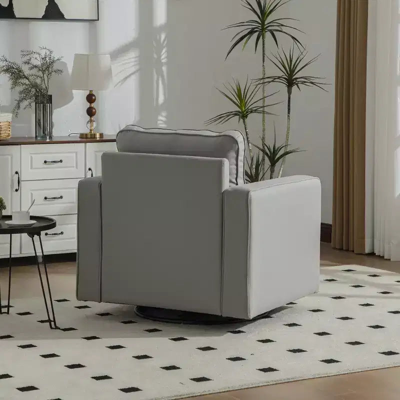Fauteuil pivotant à 360° avec rangement dissimulé, fauteuil club une place avec oreiller pour salon, chambre, salle de lecture - ModernLuxe