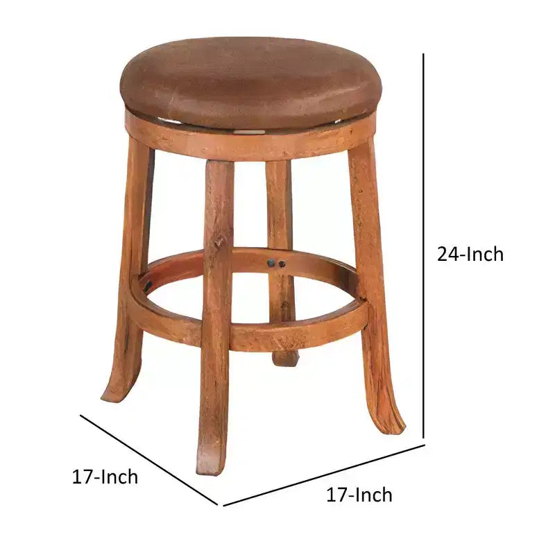 Tabourets de comptoir pivotants Royal Hampton, lot de 2 | Siège en similicuir | Bois d'acajou