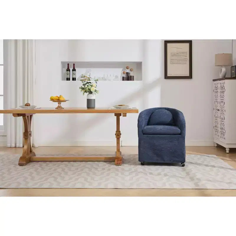 Okak Lot de 2 chaises de salle à manger modernes, chaises de salle à manger confortables en chenille avec roulettes universelles et coussins épais, chaises d'appoint de cuisine rembourrées