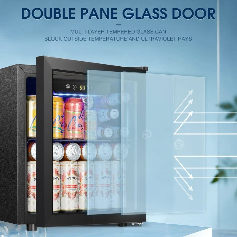 Réfrigérateur de boissons 1,3 pi³ - Mini-réfrigérateur 48 canettes 12 bouteilles porte vitrée, contrôle tactile électronique
