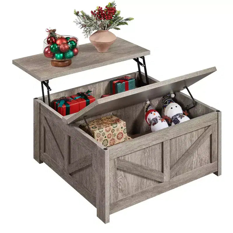 Table basse relevable en bois Yaheetech avec compartiments cachés pour salon ou réception