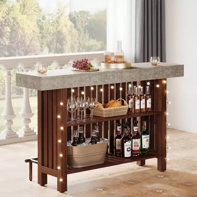 MAYEERTY Table de bar robuste Panneaux épais Patins réglables Conception de rangement sécurisée