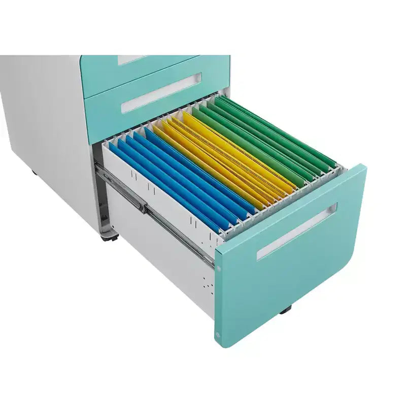 Meuble Classeur Mobile à 3 Tiroirs avec Serrure C Entièrement Assemblé Rangement Sous-Bureau pour Dossiers A4/Lettre/Légal, Conception en Métal Roulant à 5 Roues