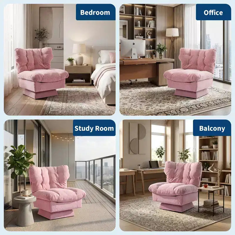 Fauteuil pivotant d'appoint moderne - Fauteuil de lecture confortable en chenille rembourré avec coussin épais, fauteuil club décoratif pour salon, chambre à coucher, bureau