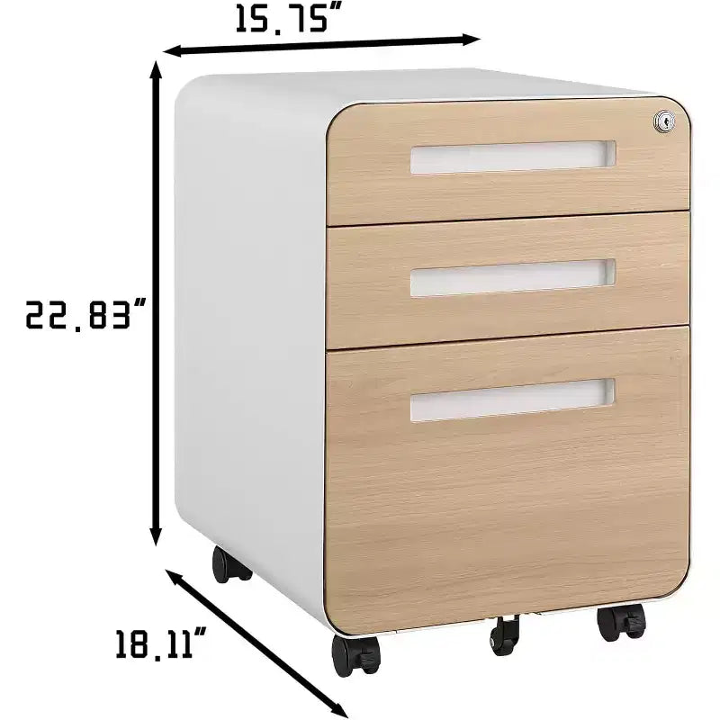 Meuble de classement roulant à 3 tiroirs pour bureau à domicile, caisson de classement mobile sous bureau avec serrure et anti-basculement, pour formats A4/Lettre/Legal