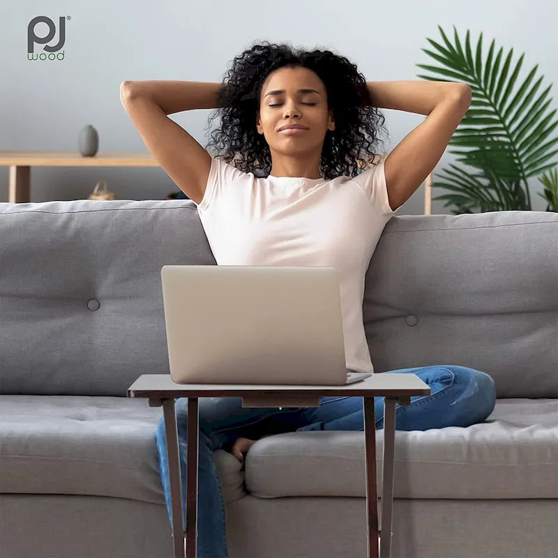 Tables de service pliantes pour télévision PJ Wood avec support de rangement compact, expresso, ensemble de 5 pièces - 36.38