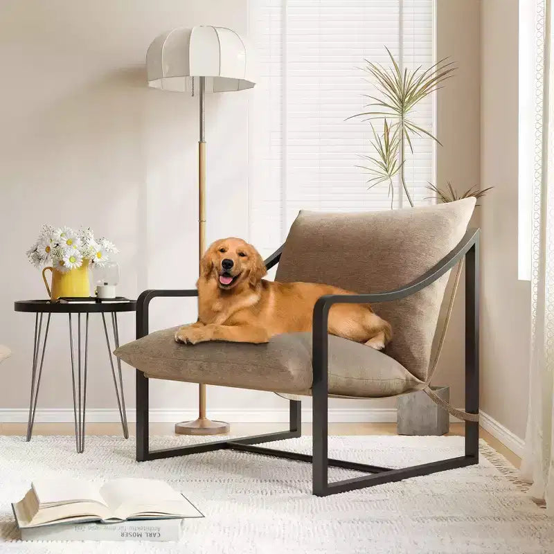Fauteuil d'appoint Sling, 2 chaises de salon à structure métallique avec coussin amovible, fauteuil d'appoint pour cour, balcon, chambre