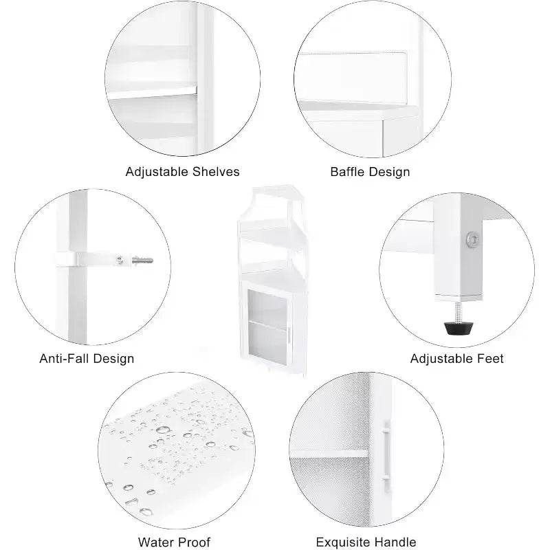 Meuble de bar d'angle CuisinSmart avec casier à vin amovible, meuble de bar avec porte-verres, petit buffet et armoire de rangement avec porte grillagée