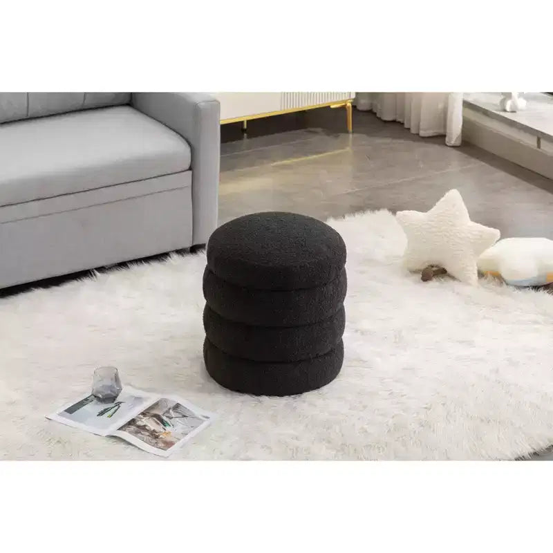 Okak Ottoman Rond Moderne Banc Tabouret de Coiffeuse Chaise Rembourrée en Velours Doux Tabouret Repose-Pieds pour Canapé Salon Chambre Entrée