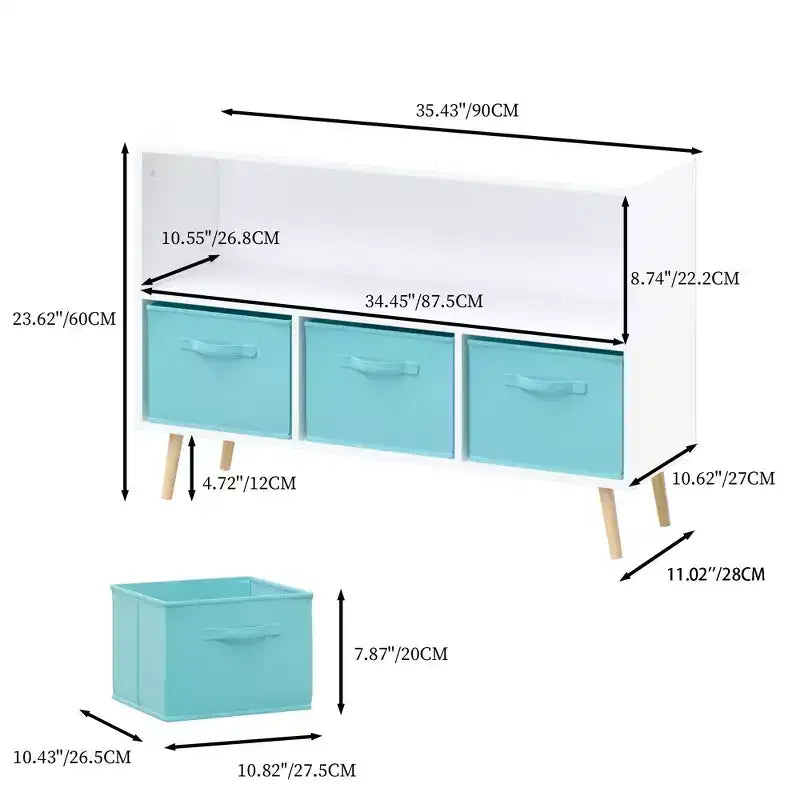 Commode de chambre Okak avec 3 tiroirs en tissu pliable, grand placard de rangement pour jouets, étagère à livres pour enfants pour couloir et chambre d'enfant