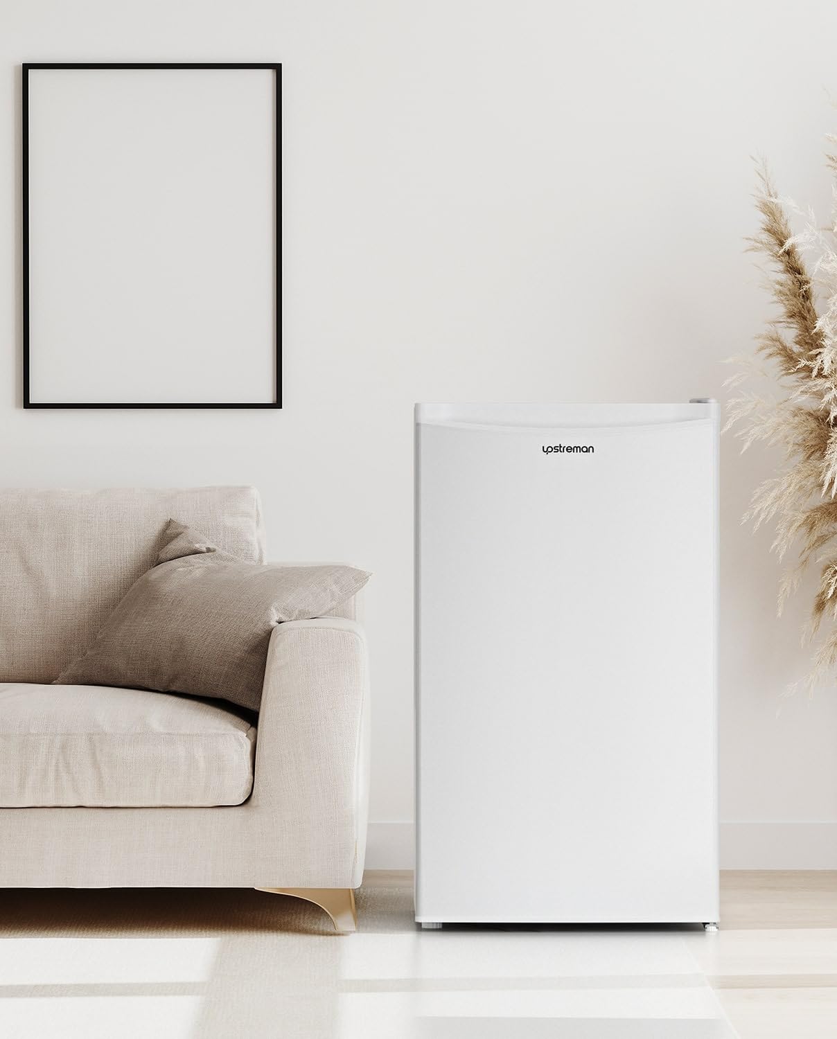 Upstreman Petit Frigo avec Congélateur de 91L, Bac à Légumes, Thermostat Réglable, Silencieux, Petit Frigo de Bureau, Porte Réversible, Réfrigérateur