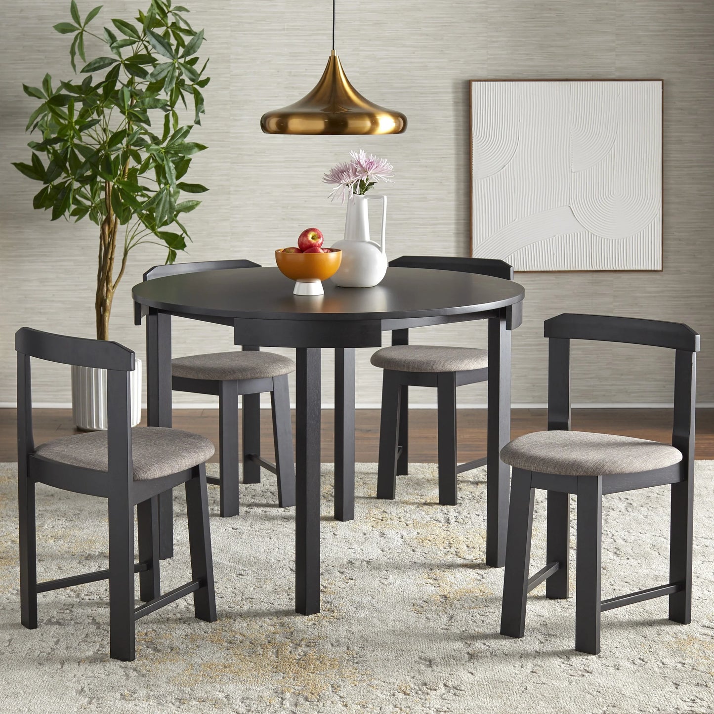 Ensemble de salle à manger rond compact 5 pièces Harrisburg Tobey