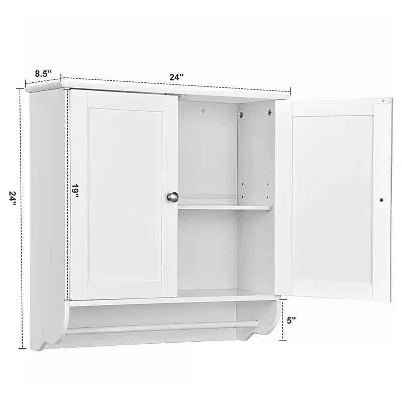 Armoire de salle de bain murale Costway avec barre porte-serviettes marron/gris