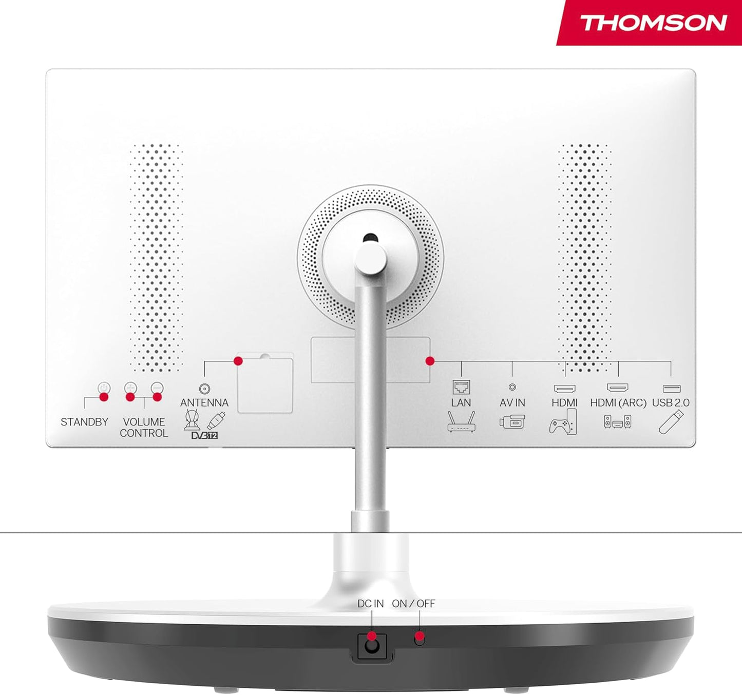 THOMSON Go TV 32 Pouces (81 cm), téléviseur Android Portable – HD Ready (1366x768), Commande vocale, Netflix, Disney,Google,Bluetooth 5.1, Wi-FI, Fonction Hotspot, autonomie Jusqu’à 4 Heures