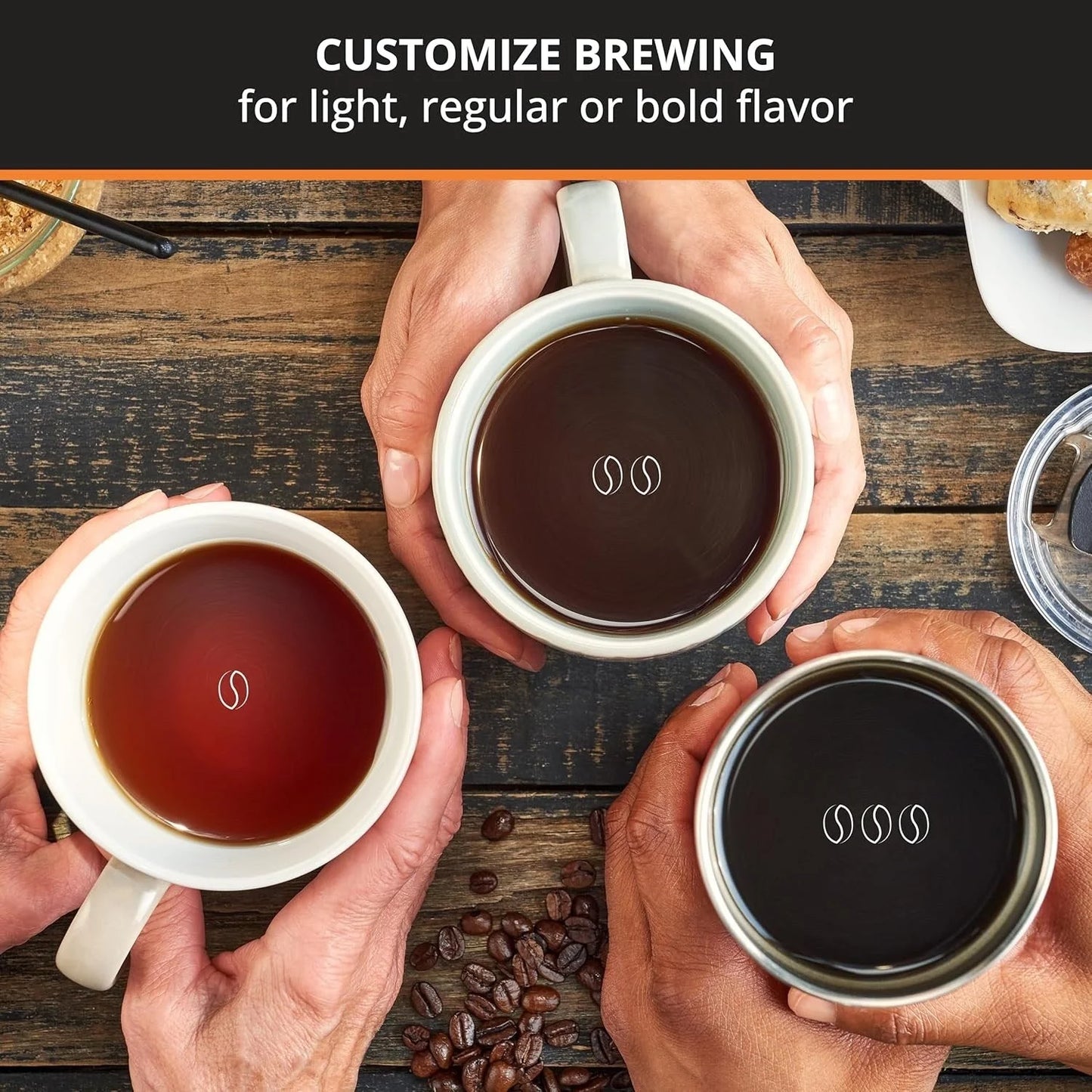 Cafetière numérique 10 tasses, acier inoxydable noir, programmation de l'infusion, pause et service automatiques