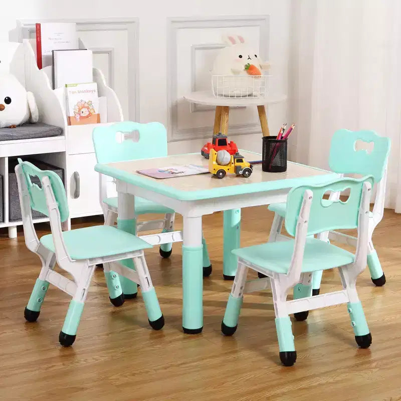 Ensemble Table et Chaises pour Enfants, Bureau Réglable en Hauteur pour Enfants de 2 à 10 Ans, Table d'Activités Manuelles, Pieds Antidérapants, pour Salles de Classe et Garderies