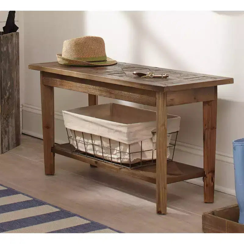 Banc Alaterre Revive 36 po en bois massif, capacité de poids de 136 kg, entrée, salon, étagère de rangement, décor rustique industriel, naturel