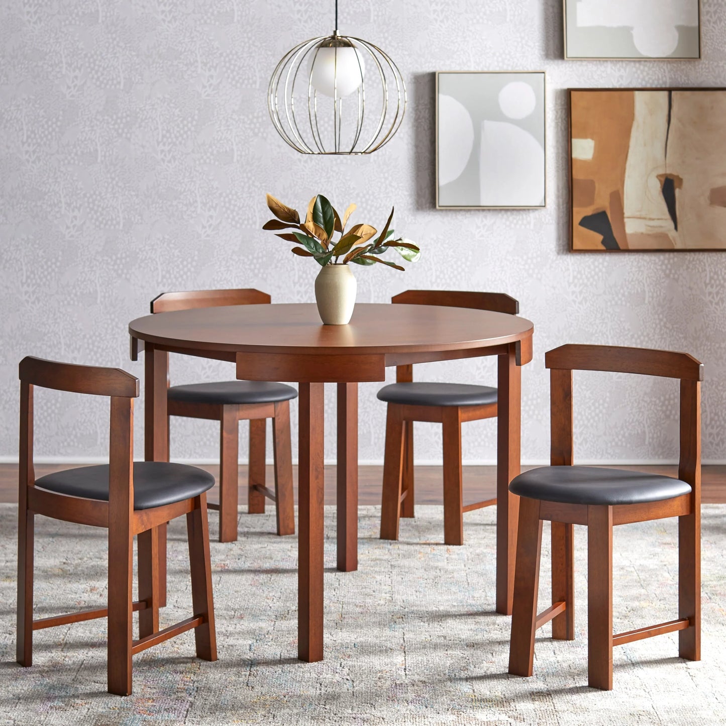 Ensemble de salle à manger rond compact 5 pièces Harrisburg Tobey