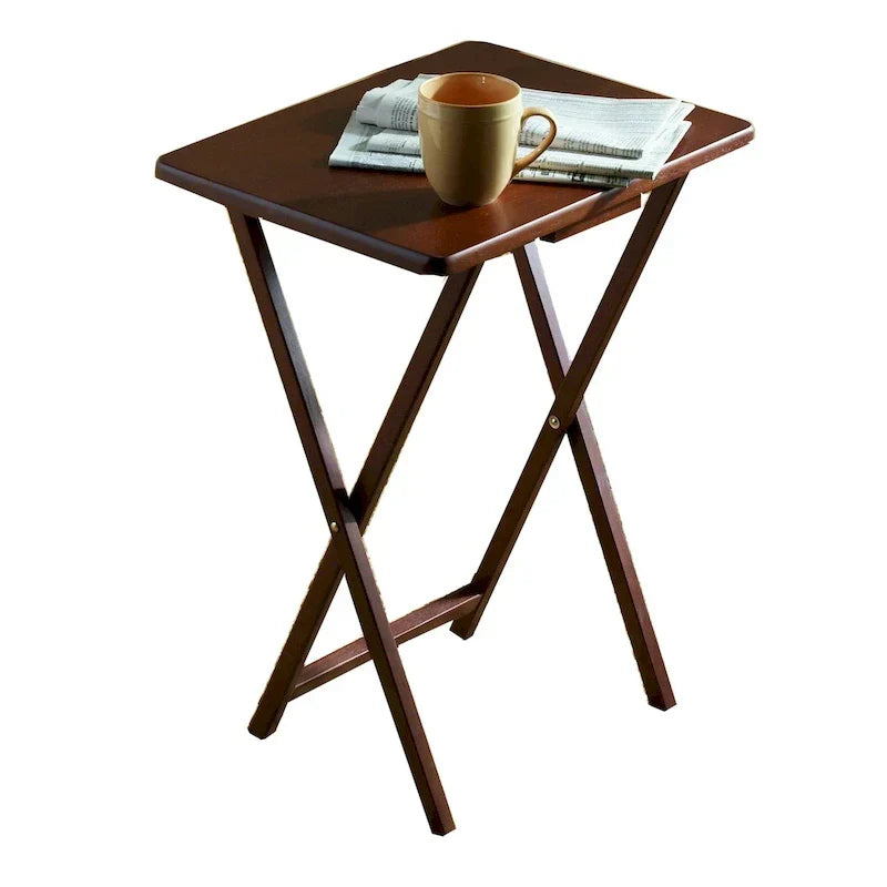 Tables de service pliantes pour télévision PJ Wood avec support de rangement compact, expresso, ensemble de 5 pièces - 36.38