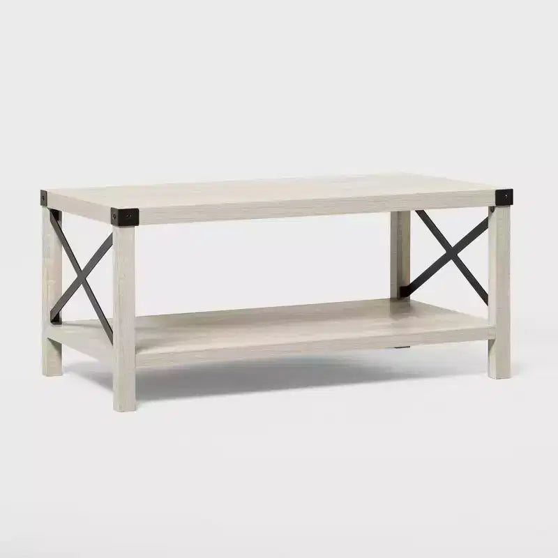 Table basse Sophie Rustic Industrial à piètement X - Saracina Home