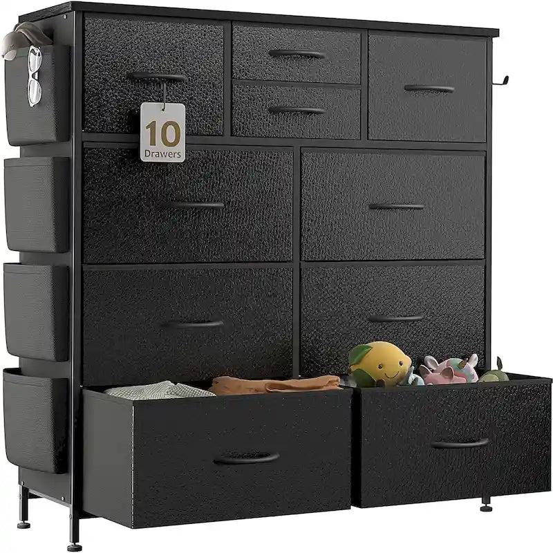 Commode à 10 tiroirs en tissu Meuble de rangement Tour de rangement pour placard Chambre